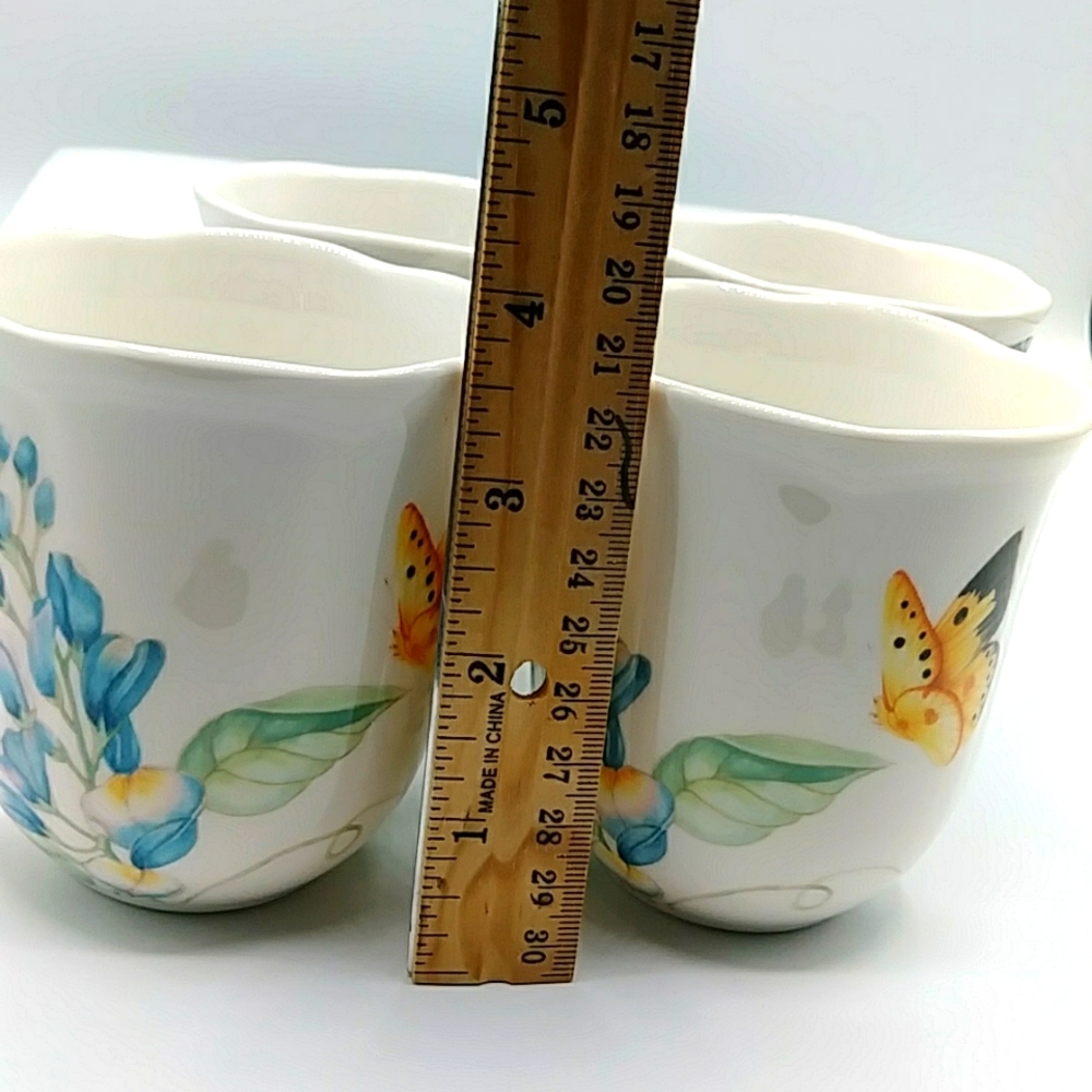 2x ๐ฆHP! 4 Butterfly Meadow Mugs by Lenox. Blue Thistle-like Flower. - Picture 8 of 13